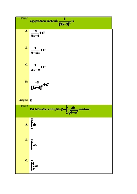 Bài tập Tích phân Lớp 12 - Phần 50